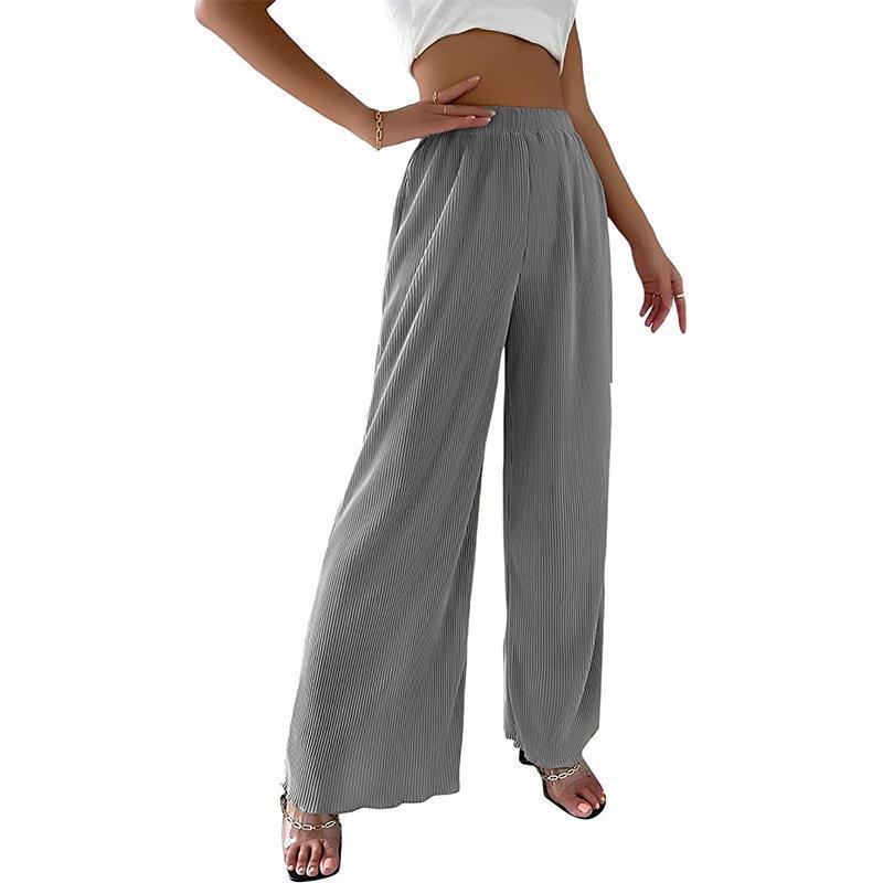 Damen Fließende Plissierte weit geschnittene Hose Heidi-Mode
