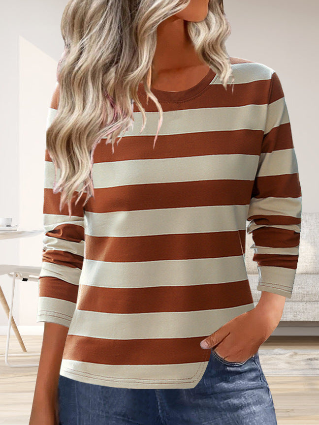 Damen Langarmshirt mit modernem Streifenmuster und bequemer Passform Heidi-Mode
