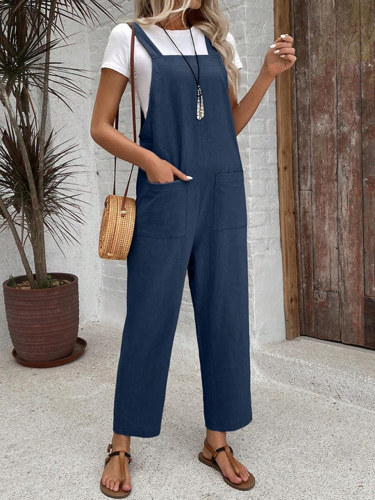 Damen Modische Latzhose mit weit geschnittenem Bein und praktischen Taschen Heidi-Mode