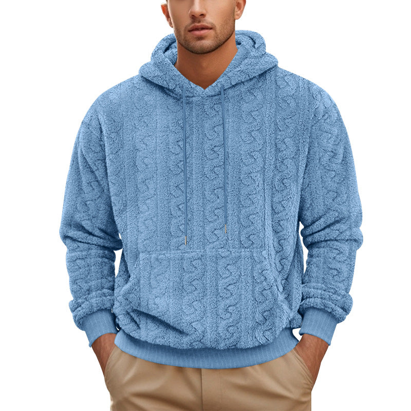 Herren Fleece-Hoodie mit strukturiertem Design und praktischen Taschen Heidi-Mode