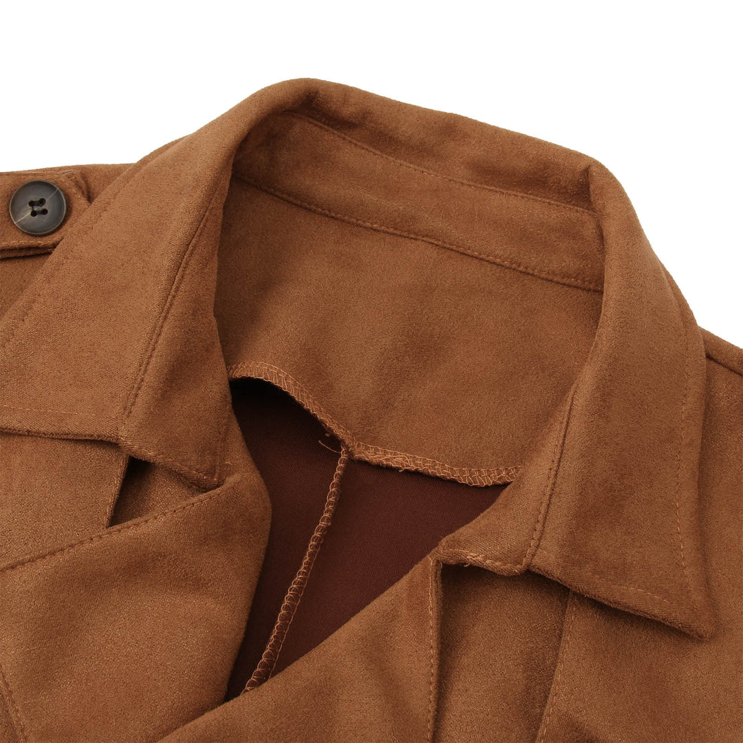 Herren Elegante Suede Trenchcoat mit doppelter Knopfleiste und praktischen Taschen Heidi-Mode