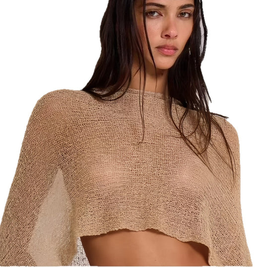 Damen Einseitiges Strickoberteil mit Rüschendetails Heidi-Mode