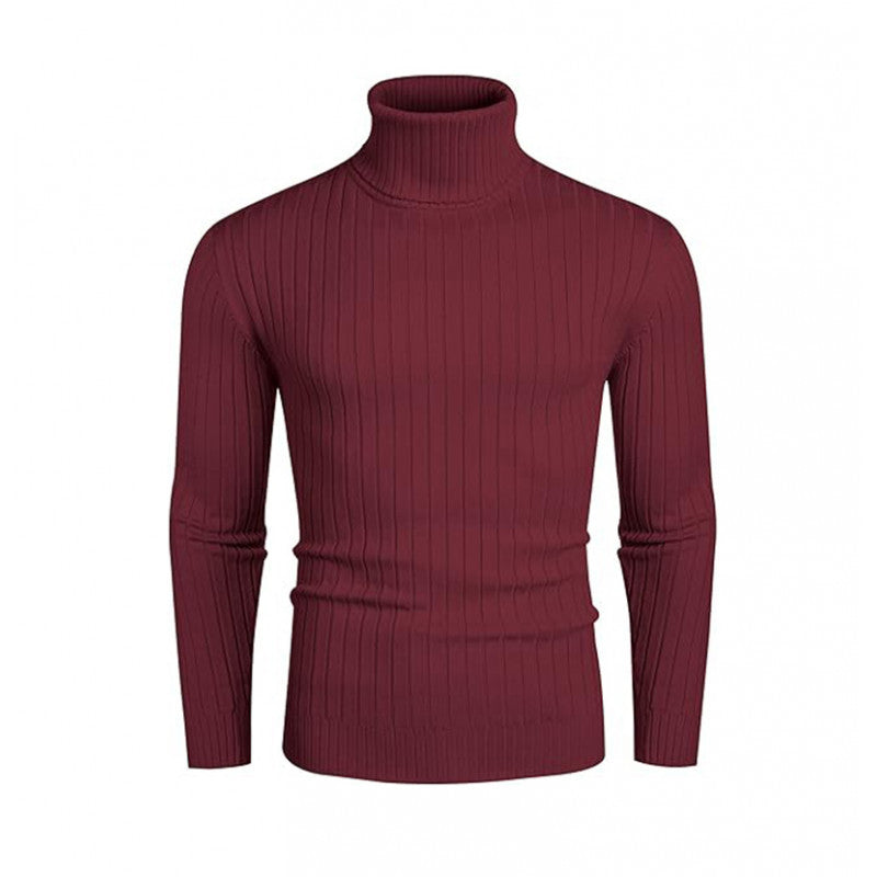 Herren Rollkragenpullover aus elastischem Strickmaterial mit feinem Rippendesign Heidi-Mode