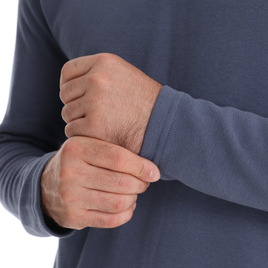 Herren Langarm Poloshirt mit intensivem Struktur-Design und klassischem Kragen Heidi-Mode