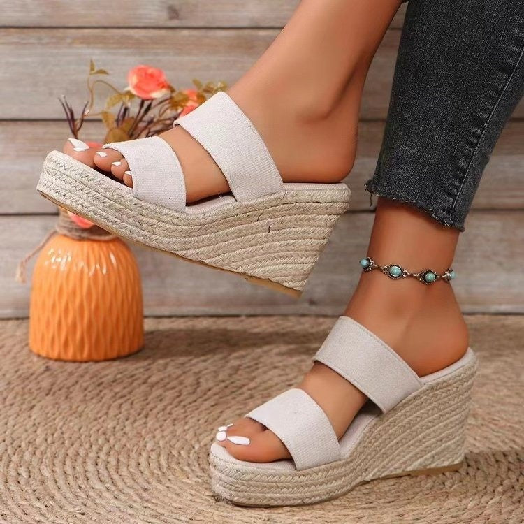 Damen Wedge Sandalen mit breiten Riemen und rutschfester Sohle Heidi-Mode