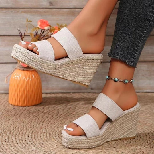 Damen Wedge Sandalen mit breiten Riemen und rutschfester Sohle Heidi-Mode