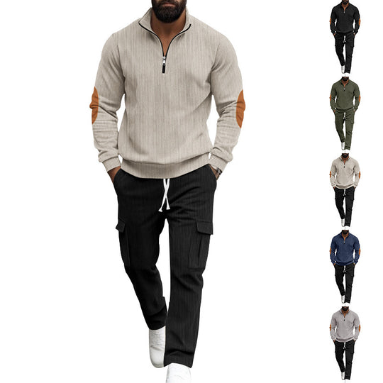 Herren sportliches Freizeitset mit Reißverschluss und praktischen Taschen Heidi-Mode