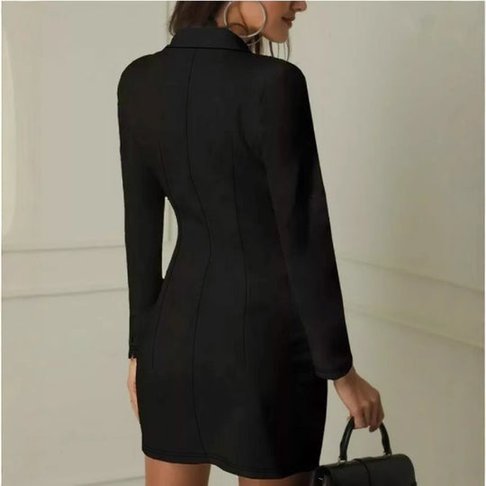 Damen Elegantes Doppelreiher-Kleid mit dekorativen Knopfdetails und figurbetontem Schnitt Heidi-Mode