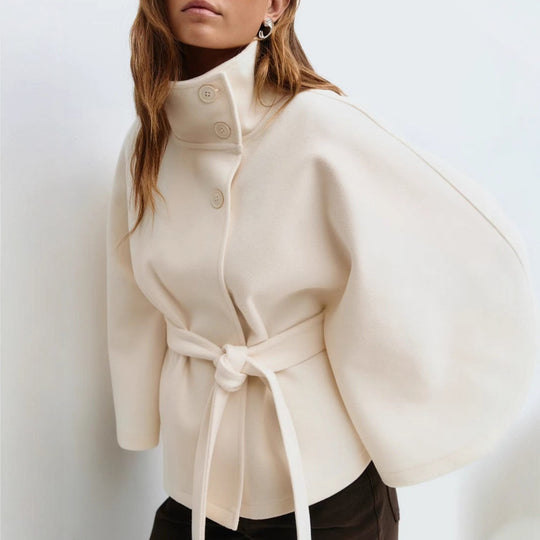 Damen Wickeljacke mit elegantem Stehkragen und weit geschnittenen Ärmeln Heidi-Mode