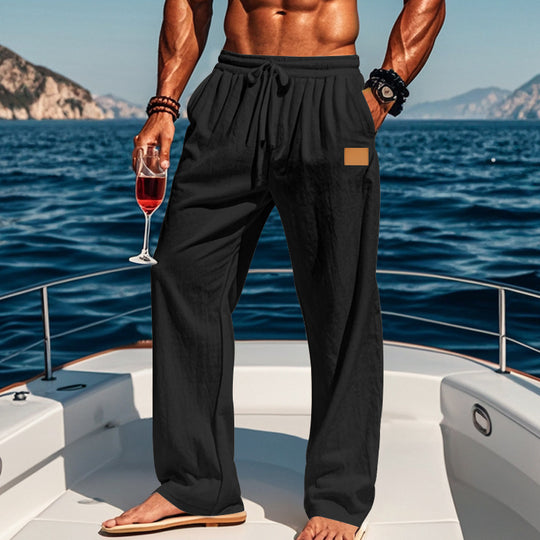 Herren Leichte Sommerhose mit elastischem Bund und seitlichen Taschen Heidi-Mode