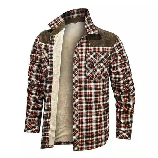 Herren warme Flanellhemdjacke mit gefütterten Taschen Heidi-Mode