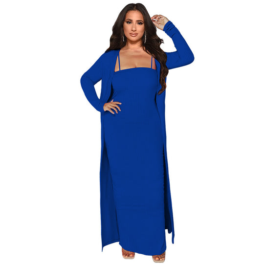Damen Strapless Maxikleid mit langem Cardigan Heidi-Mode