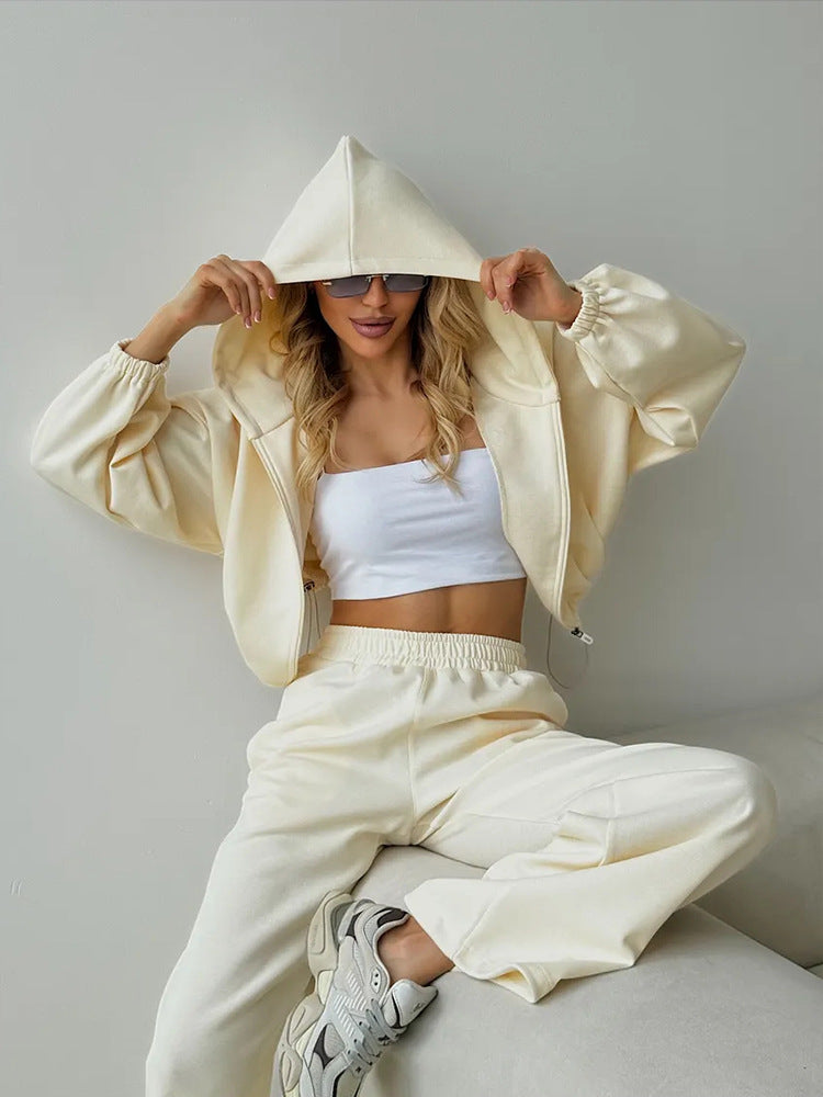 Damen lässiges Lounge-Set mit Hoodie und weiten Hosen Heidi-Mode