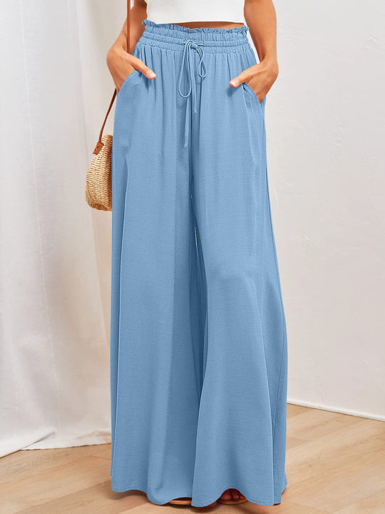 Heidi Mode | Elastischer Gürtel Weites Bein Hohe Taille Hose