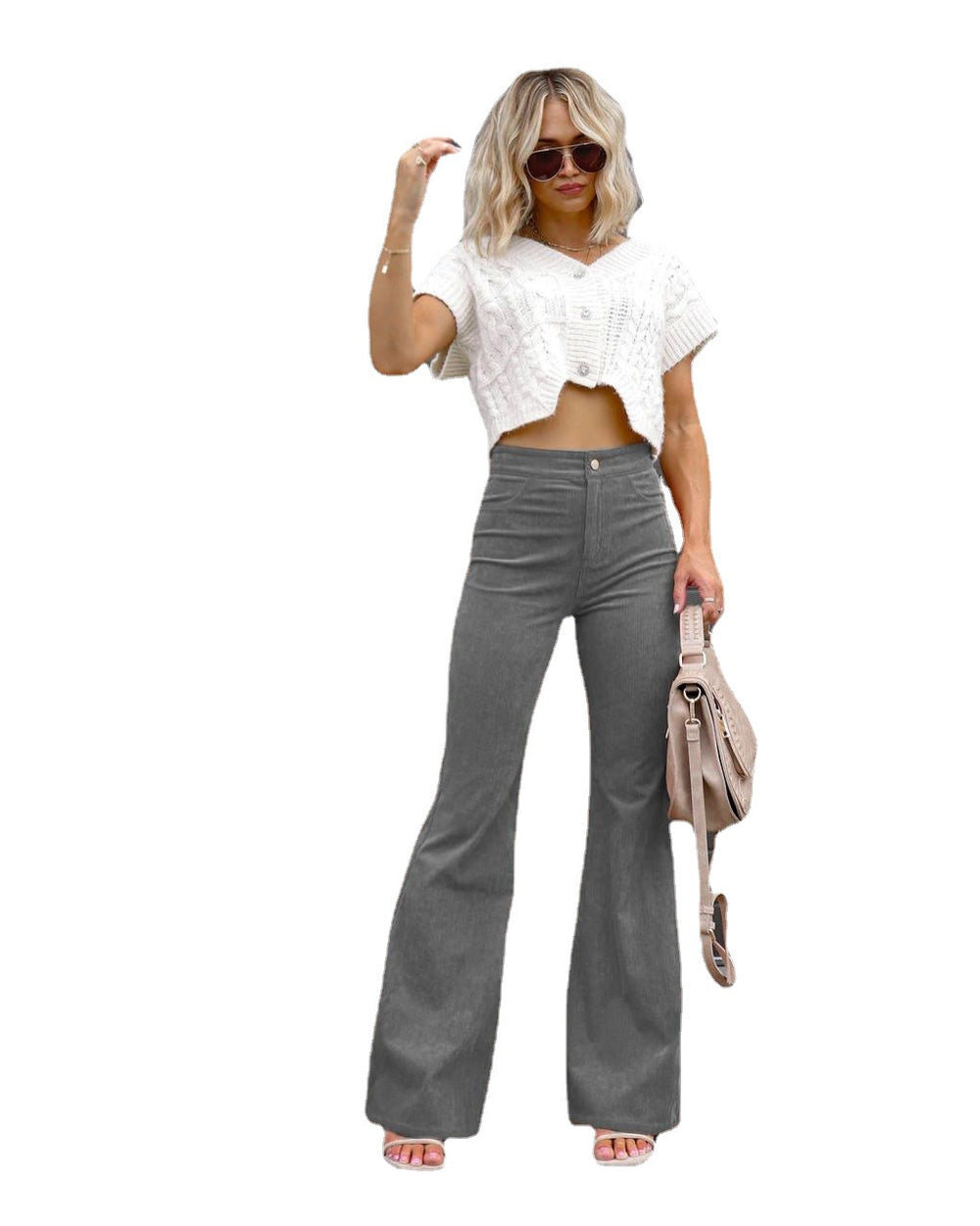 Damen Flared Jeans mit hohem Bund und figurformendem Schnitt Heidi-Mode