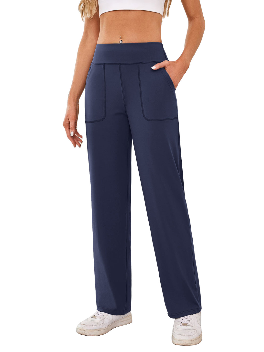 Damen bequeme Freizeithose mit seitlichen Taschen und elastischem Bund Heidi-Mode