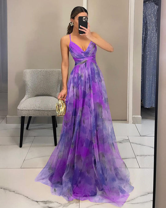Damen Elegantes und florales Abendkleid mit schmeichelndem Schnitt Heidi-Mode