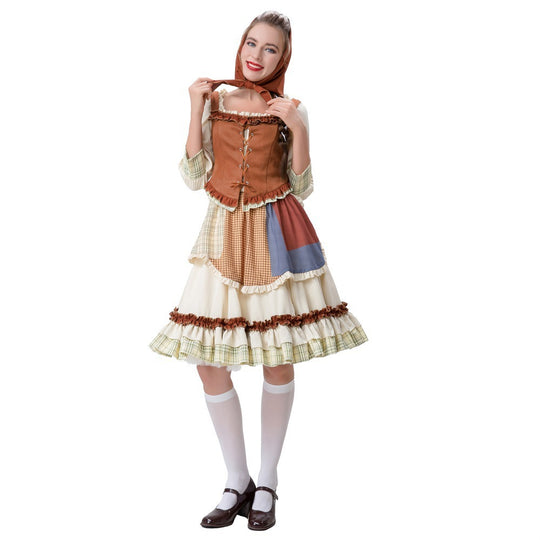 Damen historisches Trachtenkleid mit detailverliebt gestaltetem Oberteil und voluminösem Rock Heidi