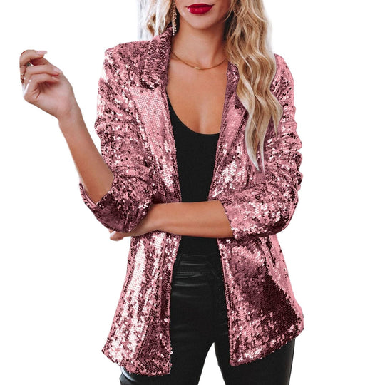 Damen Glitzerblazer mit schimmernden Pailletten und elegantem Schnitt Heidi-Mode
