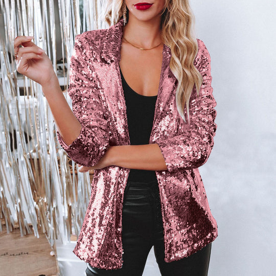 Damen Blazer mit Paillettenbesatz Heidi-Mode