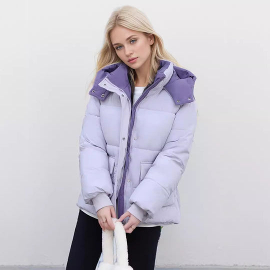 Damen gefütterte Pufferjacke mit großzügigen Taschen und abnehmbarer Kapuze Heidi-Mode