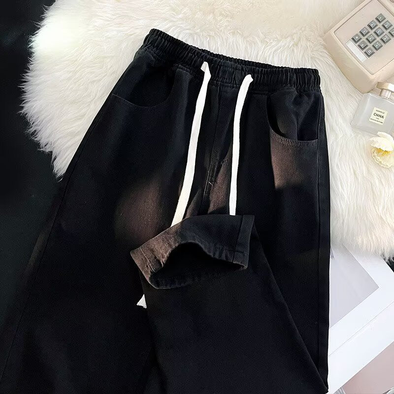 Damen lässige Denim-Hose mit elastischem Bund und praktischen Eingrifftaschen Heidi-Mode