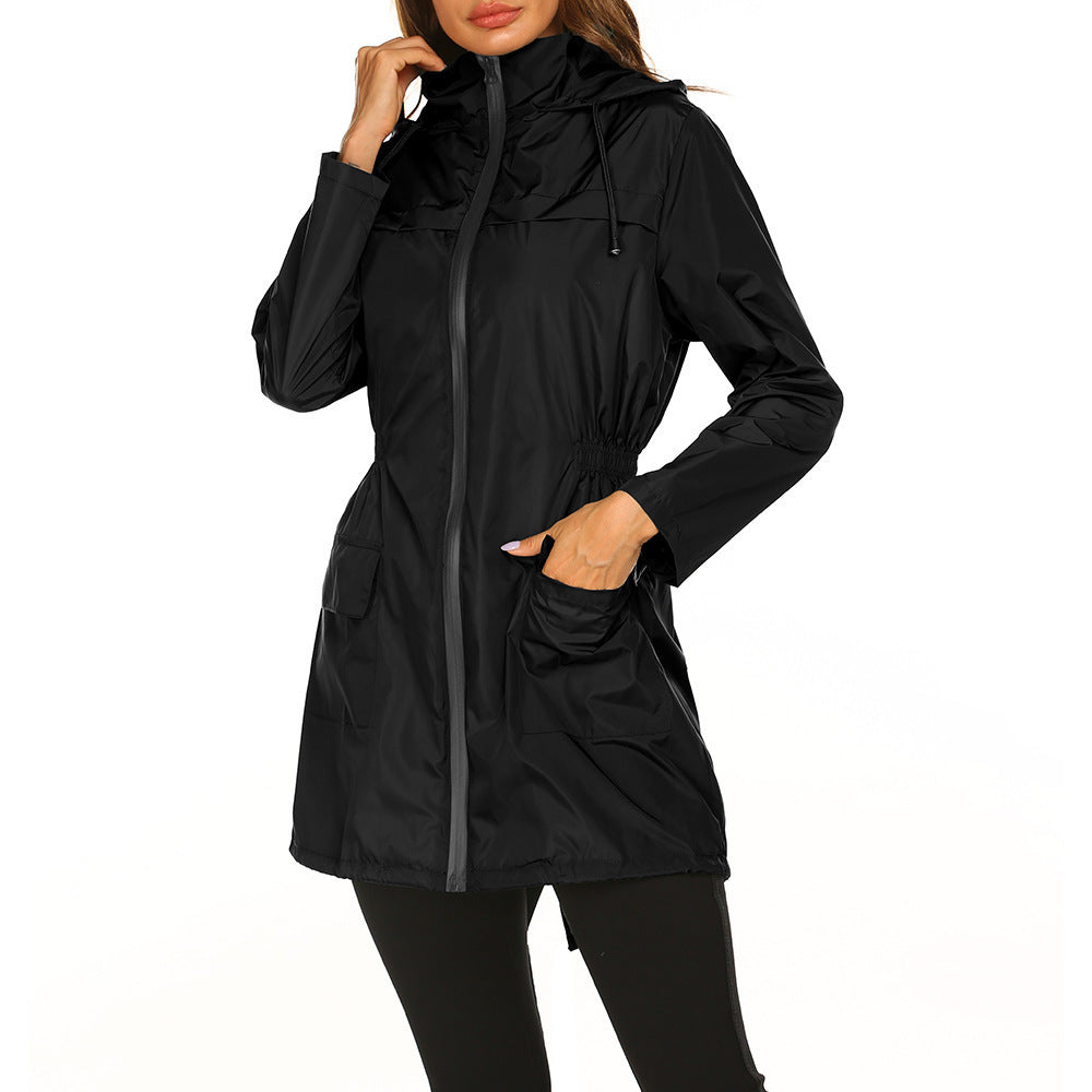 Damen Outdoor-Jacke mit verstellbarer Kapuze und elastischem Bund Heidi-Mode