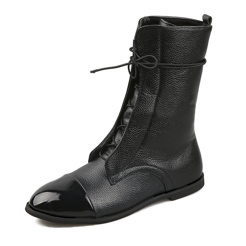 Damen Elegante Leder Stiefel mit glänzenden Spitzen Heidi-Mode