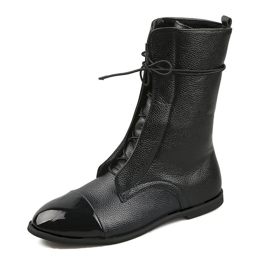 Damen Elegante Leder Stiefel mit glänzenden Spitzen Heidi-Mode