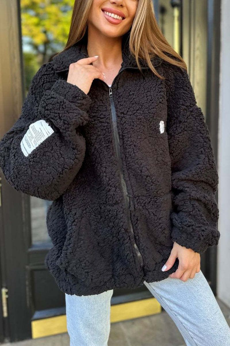 Damen Fleecejacke mit weichem Innenfutter und hoher Kragen Heidi-Mode