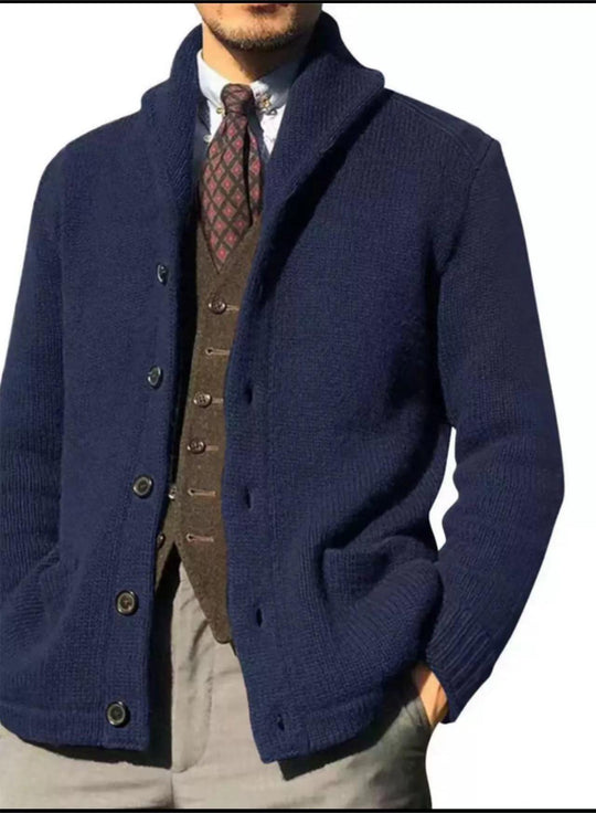 Herren Strickjacke im modernen Casual-Stil mit Schalkragen Heidi-Mode