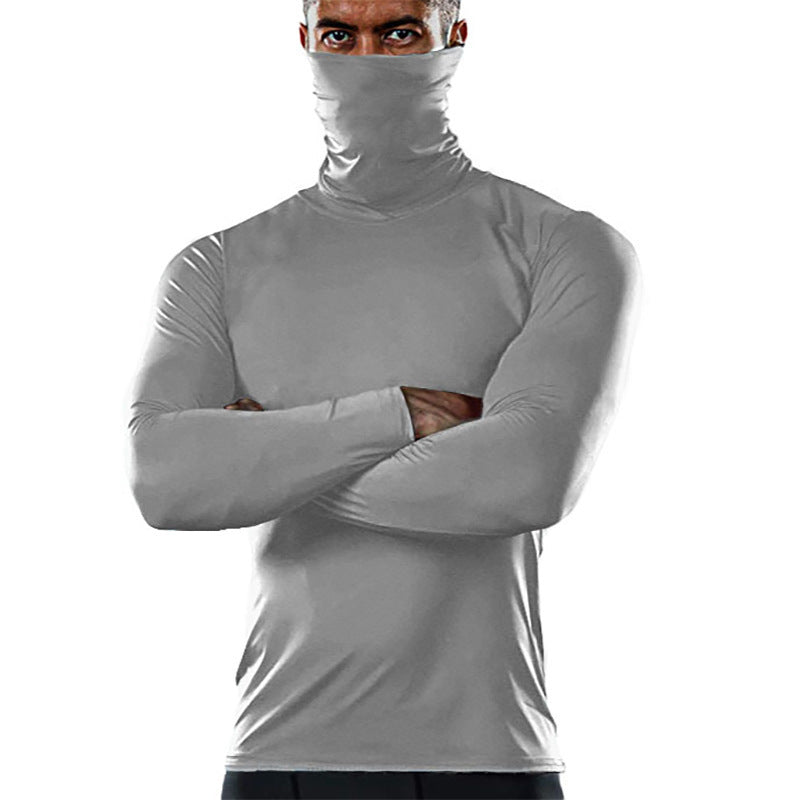 Herren funktionales Langarmshirt mit hohem Kragen und feuchtigkeitsregulierendem Material Heidi-Mode