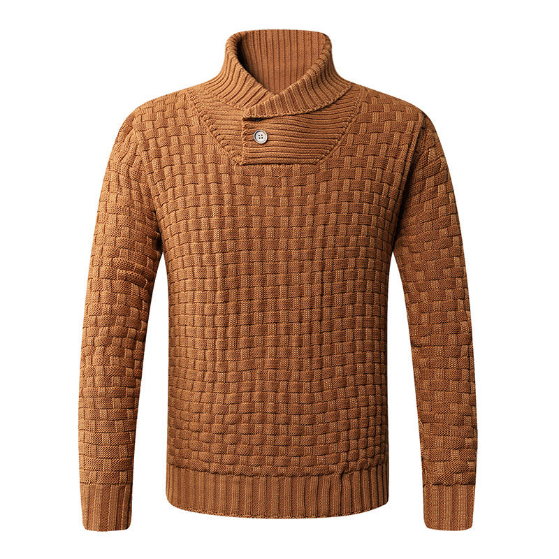 Herren Strickpullover mit modernem Zopfmuster und Stehkragen Heidi-Mode
