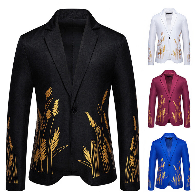 Damen Eleganter Blazer mit kunstvollem Pflanzenmuster und feiner Textur Heidi-Mode