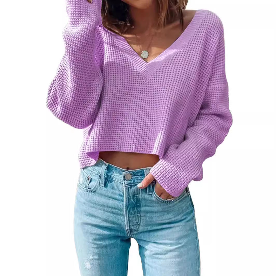 Damen lässiger Waffelstrick Pullover Heidi-Mode