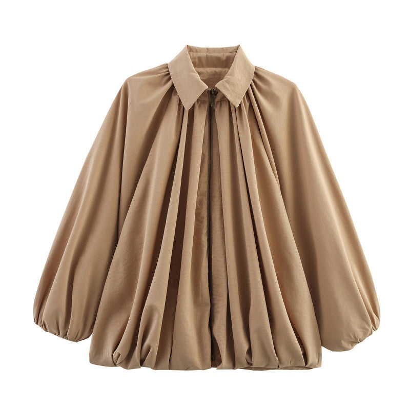 Damen Modische Bluse mit Volants und Reißverschluss Heidi-Mode