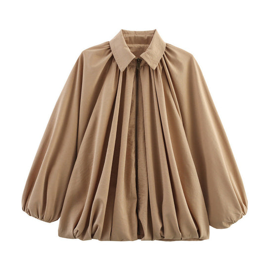 Damen Modische Bluse mit Volants und Reißverschluss Heidi-Mode