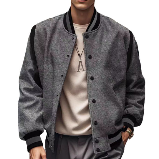 Herren Sportliche Bomberjacke mit kontrastierenden Ärmeln und hochqualitativen Knöpfen Heidi-Mode