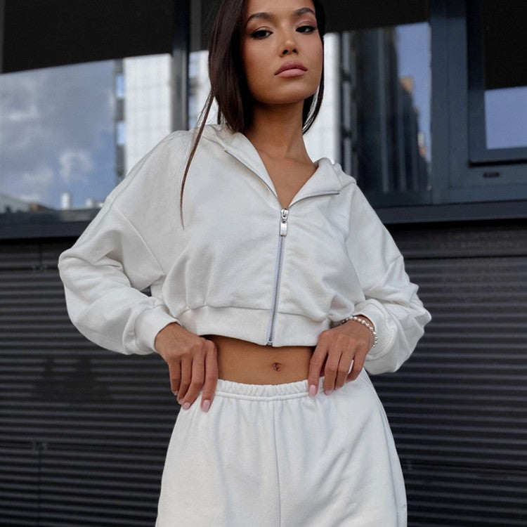 Damen cropped Hoodie und kurze Sporthose Set Heidi-Mode