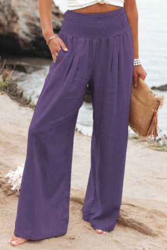 Damen Weit geschnittene Sommerhose mit elastischem Bund und luftiger Passform Heidi-Mode