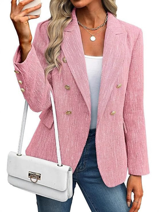 Damen Klassischer Double-Breasted Blazer mit goldenen Knöpfen Heidi-Mode