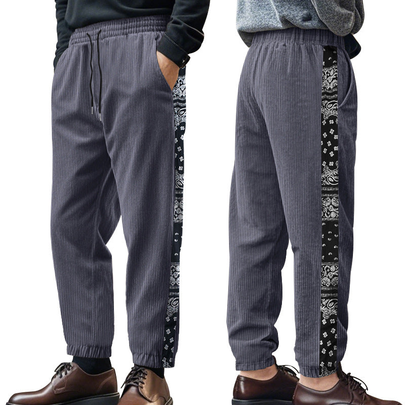 Herren Freizeit-Hose mit elastischem Bund und stylischem Bandana-Design Heidi-Mode