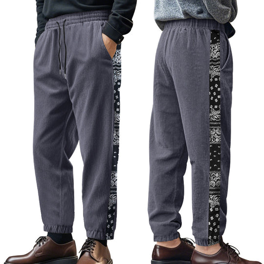 Herren Freizeit-Hose mit elastischem Bund und stylischem Bandana-Design Heidi-Mode