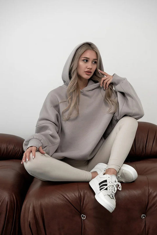 Damen oversized Kapuzenpullover mit lässigem Schnitt und Kängurutasche Heidi-Mode