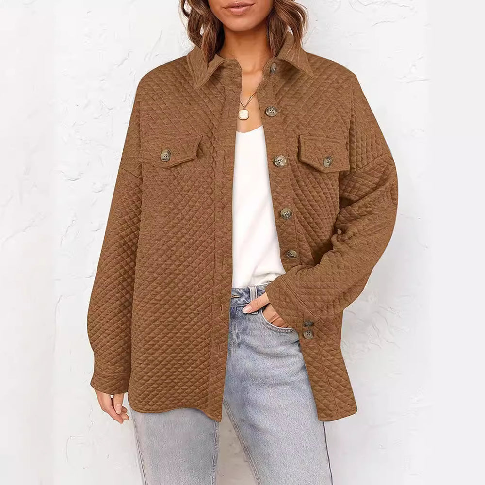 Damen lässige Steppjacke mit aufgesetzten Taschen Heidi-Mode