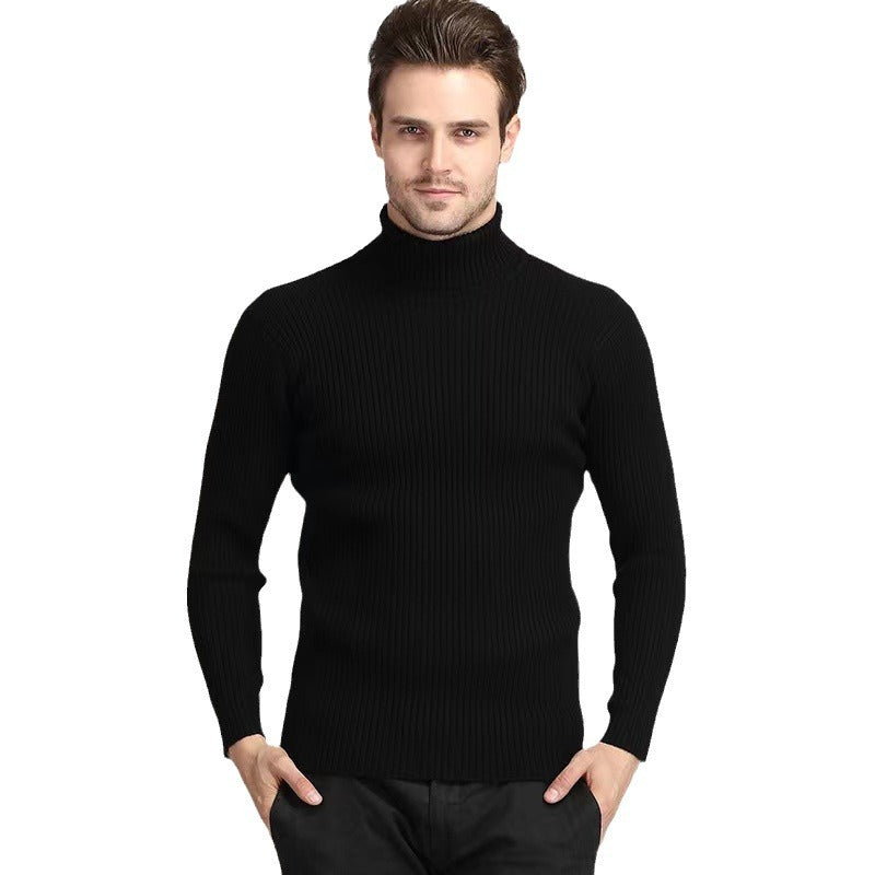 Herren Rollkragenpullover aus feinem Rippstrick Heidi-Mode
