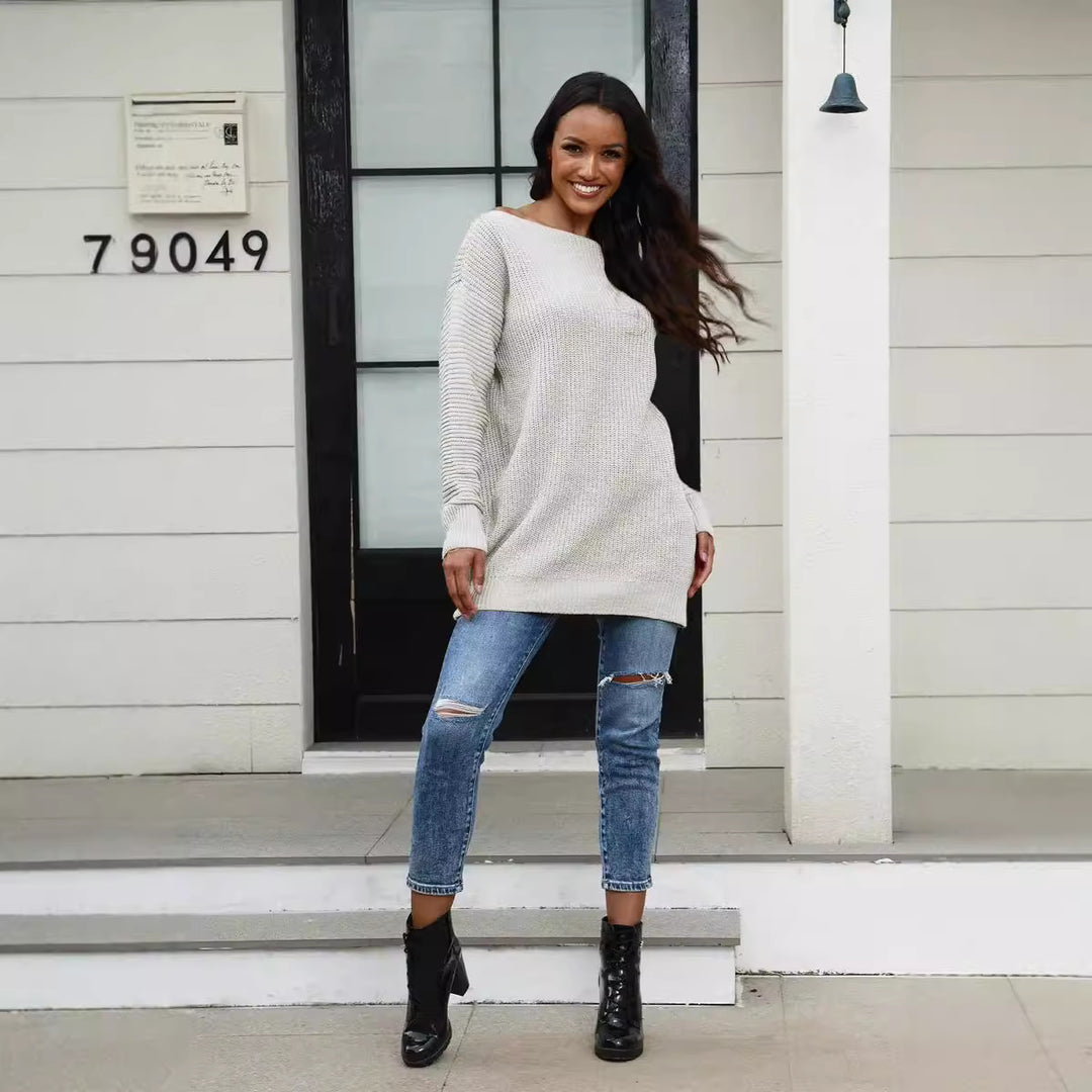 Damen Oversized Strickpullover mit Struktur und weitem Schnitt Heidi-Mode