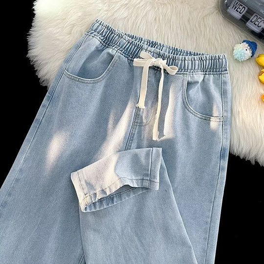 Damen lässige Denim-Hose mit elastischem Bund und praktischen Eingrifftaschen Heidi-Mode