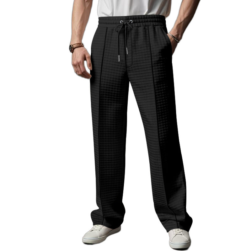 Herren Freizeit- und Sporthose mit dezentem Rautenmuster und elastischem Bund Heidi-Mode