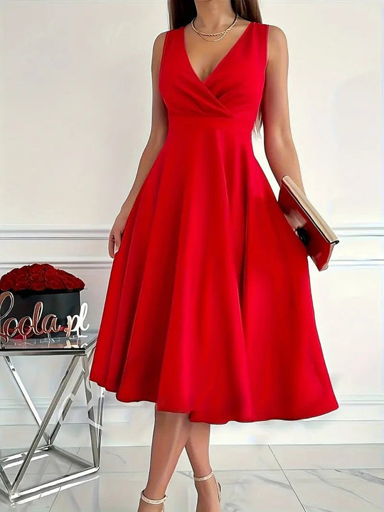 Heidi-Mode | Einfarbiges Tankkleid Asymmetrischer Ausschnitt Kleid